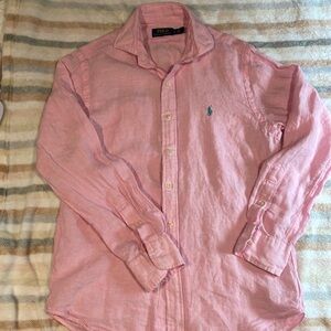 Ralph Lauren Pink Linen Button Down Shirt